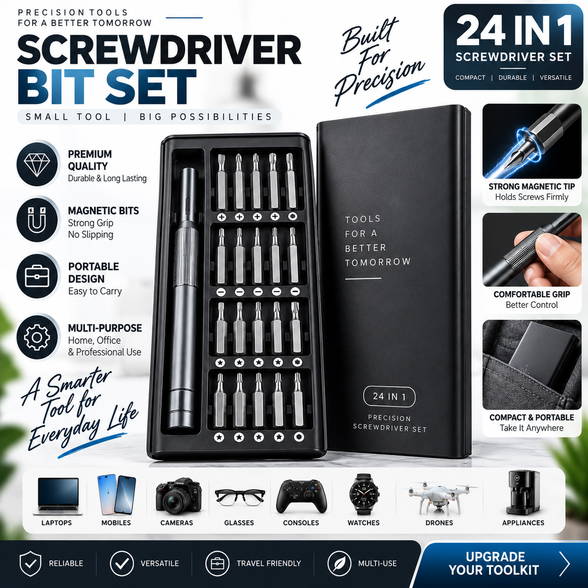 24-in-1 Precision Screwdriver Set – Magnetic Bits & Portable Case