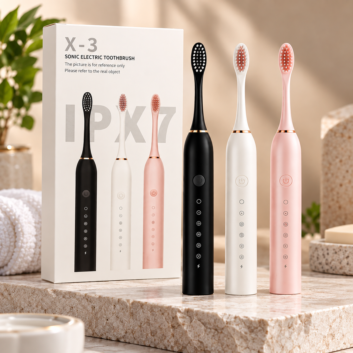 X-3 Sonic Electric Toothbrush | IPX7 Waterproof | Multiple Cleaning Modes | Rechargeable Deep-Cleaning Toothbrush