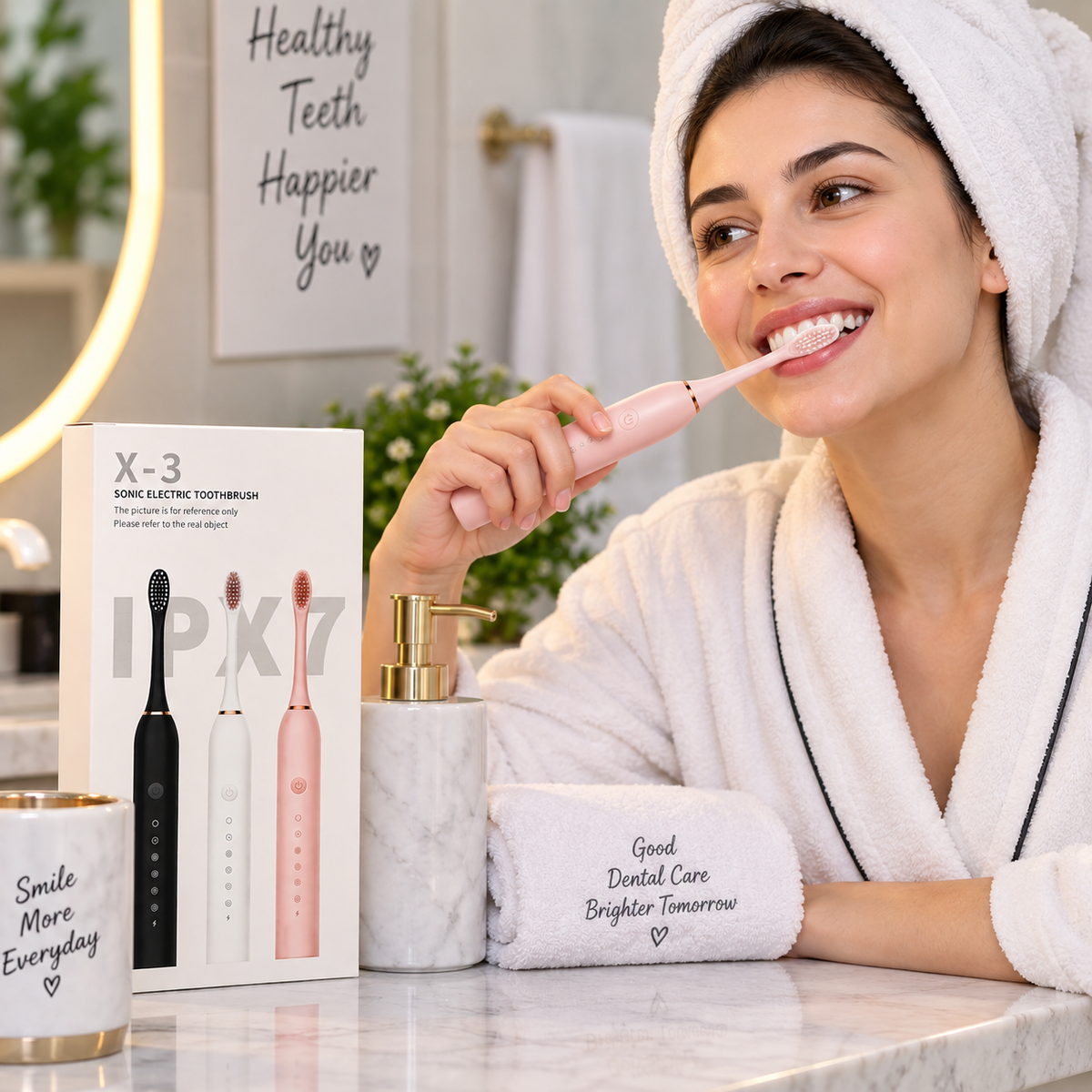 X-3 Sonic Electric Toothbrush | IPX7 Waterproof | Multiple Cleaning Modes | Rechargeable Deep-Cleaning Toothbrush
