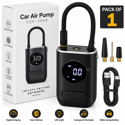 Portable digital car tyre inflator air pump