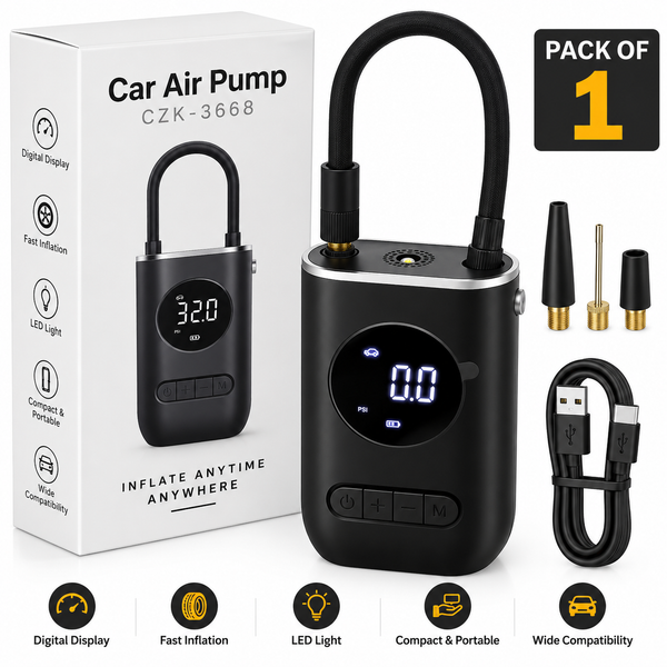 Portable digital car tyre inflator air pump