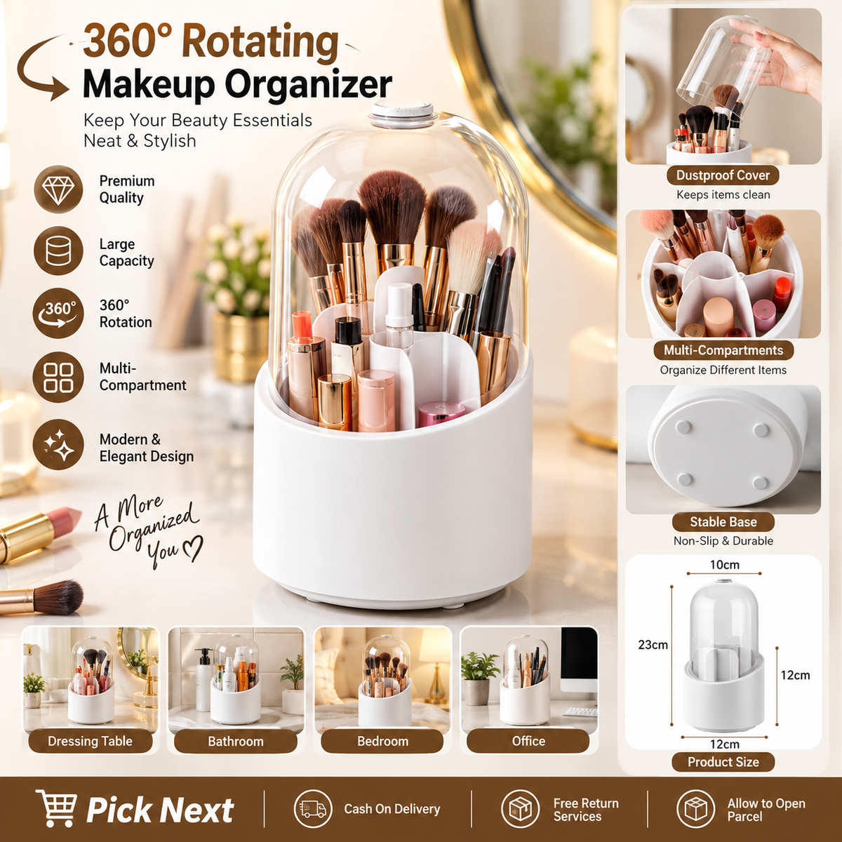 360° Rotating Makeup Organizer