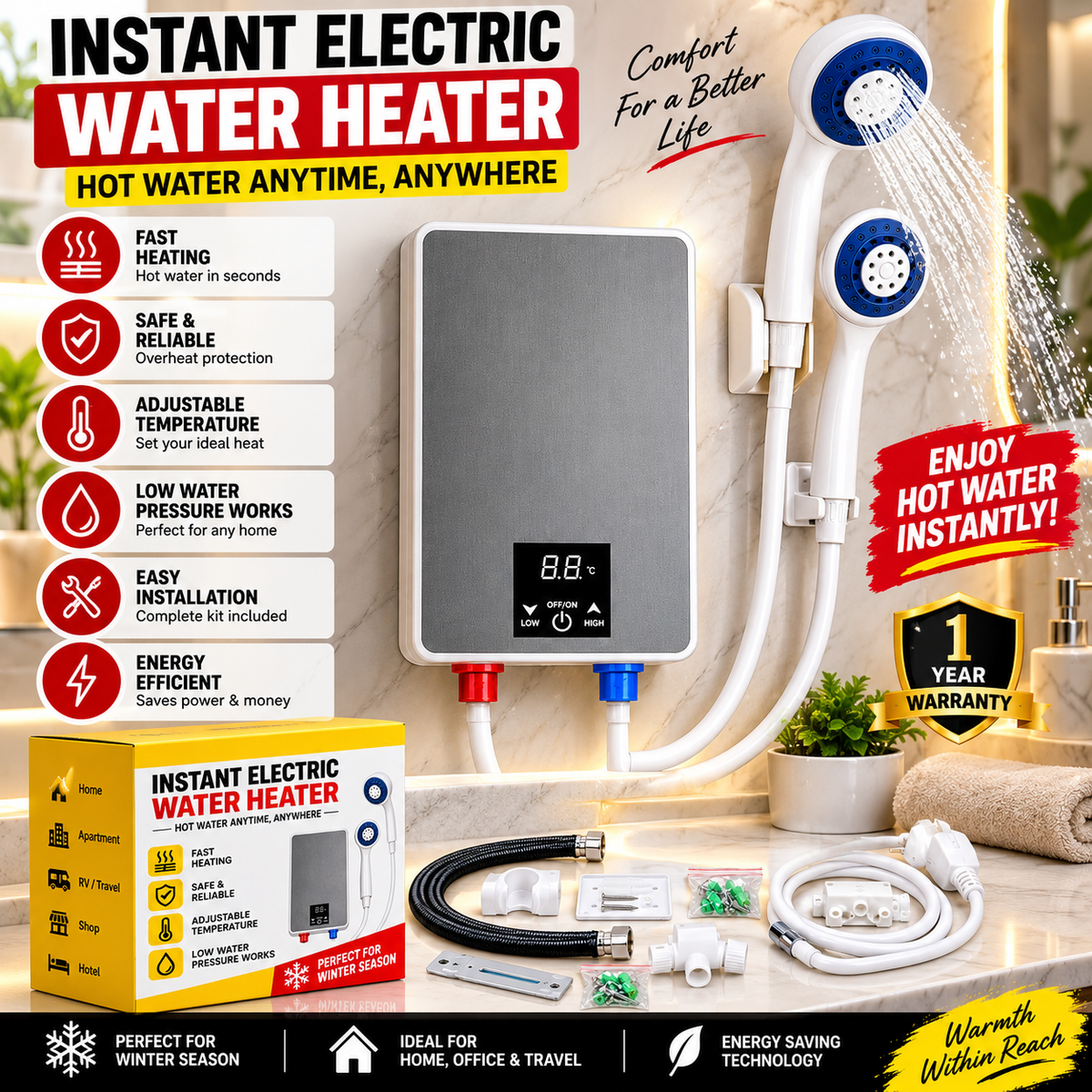 Instant Hot Water Heater System With Shawar