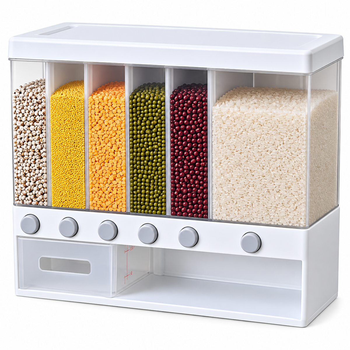 6-Compartment Grain Storage Dispenser