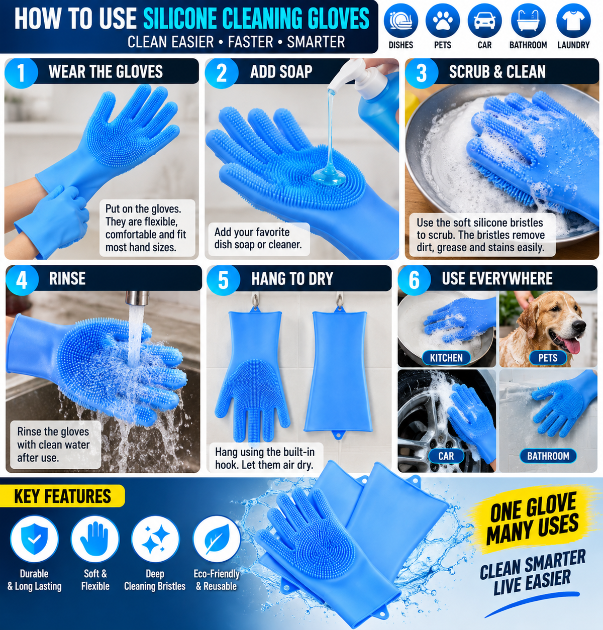 Silicone Dishwashing & Cleaning Gloves