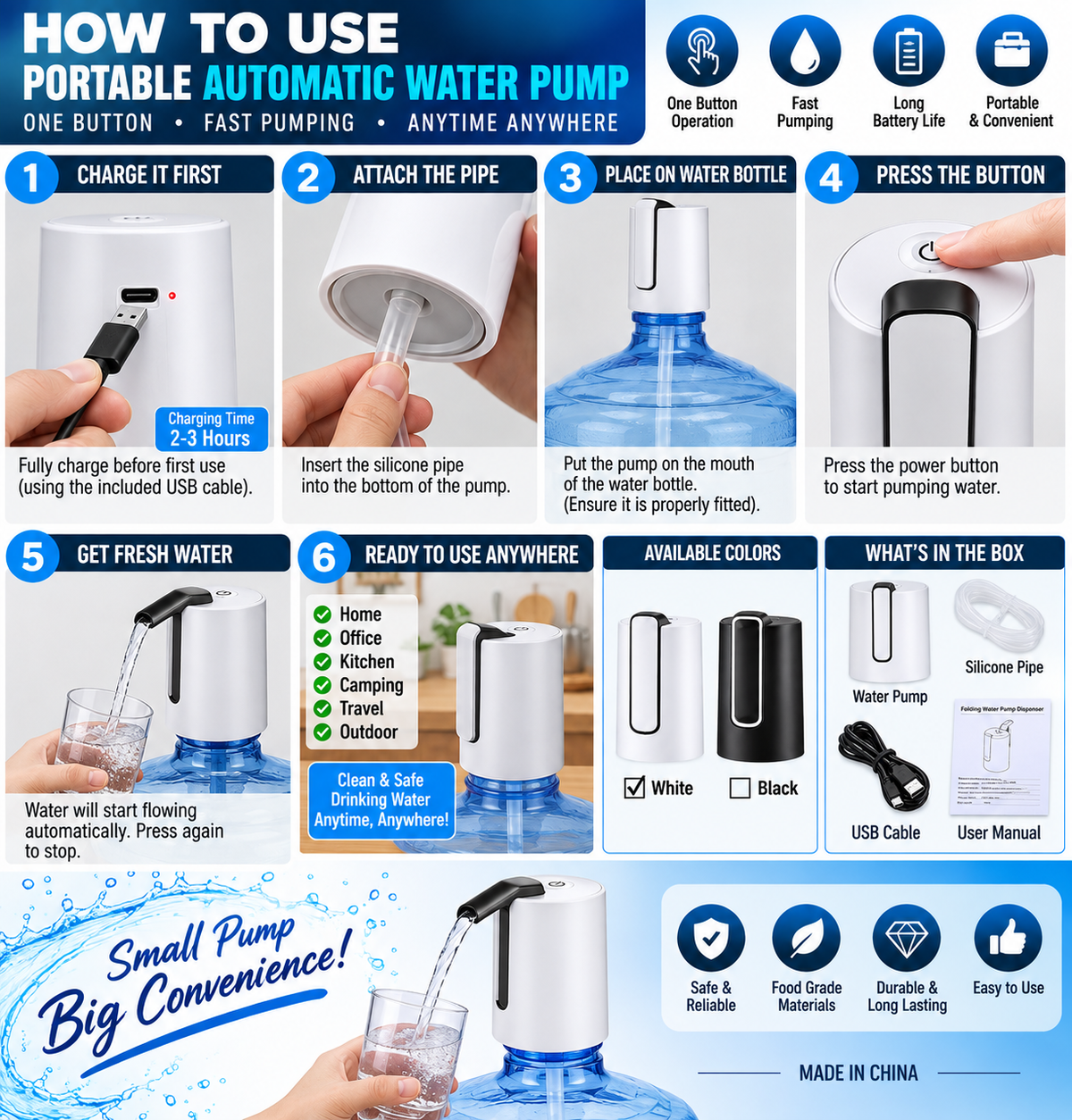 Portable Automatic USB Water Pump Dispenser