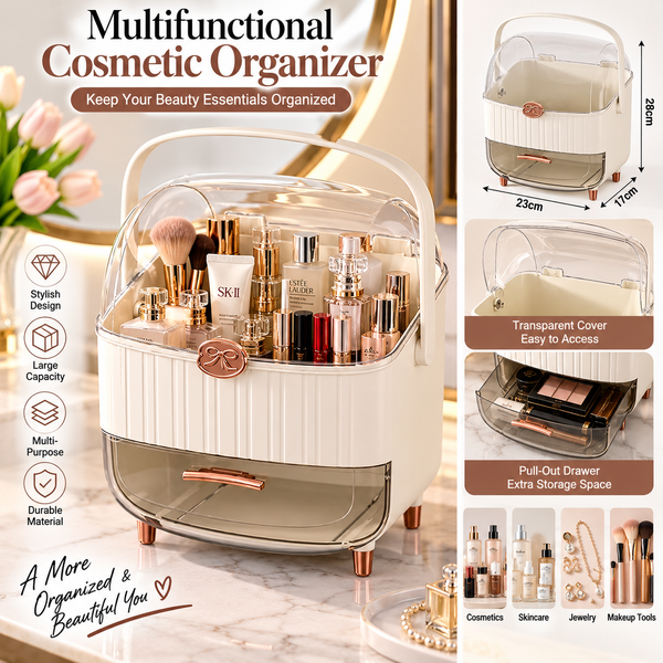 Multifunctional cosmetic organizer with drawer
