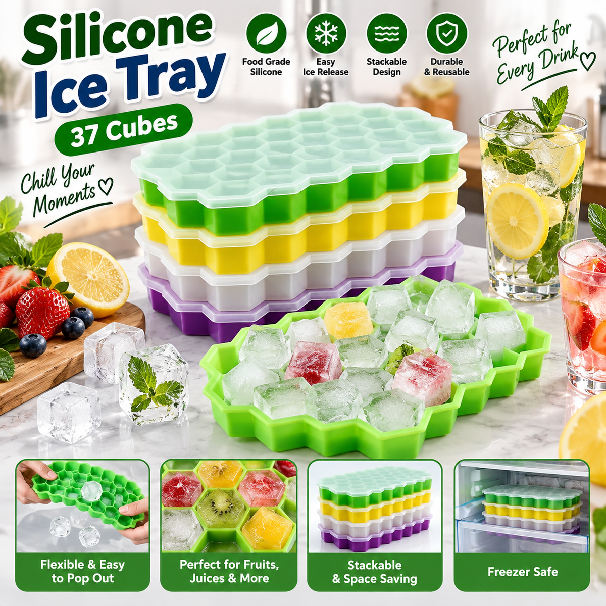 37-Cube Silicone Ice Tray