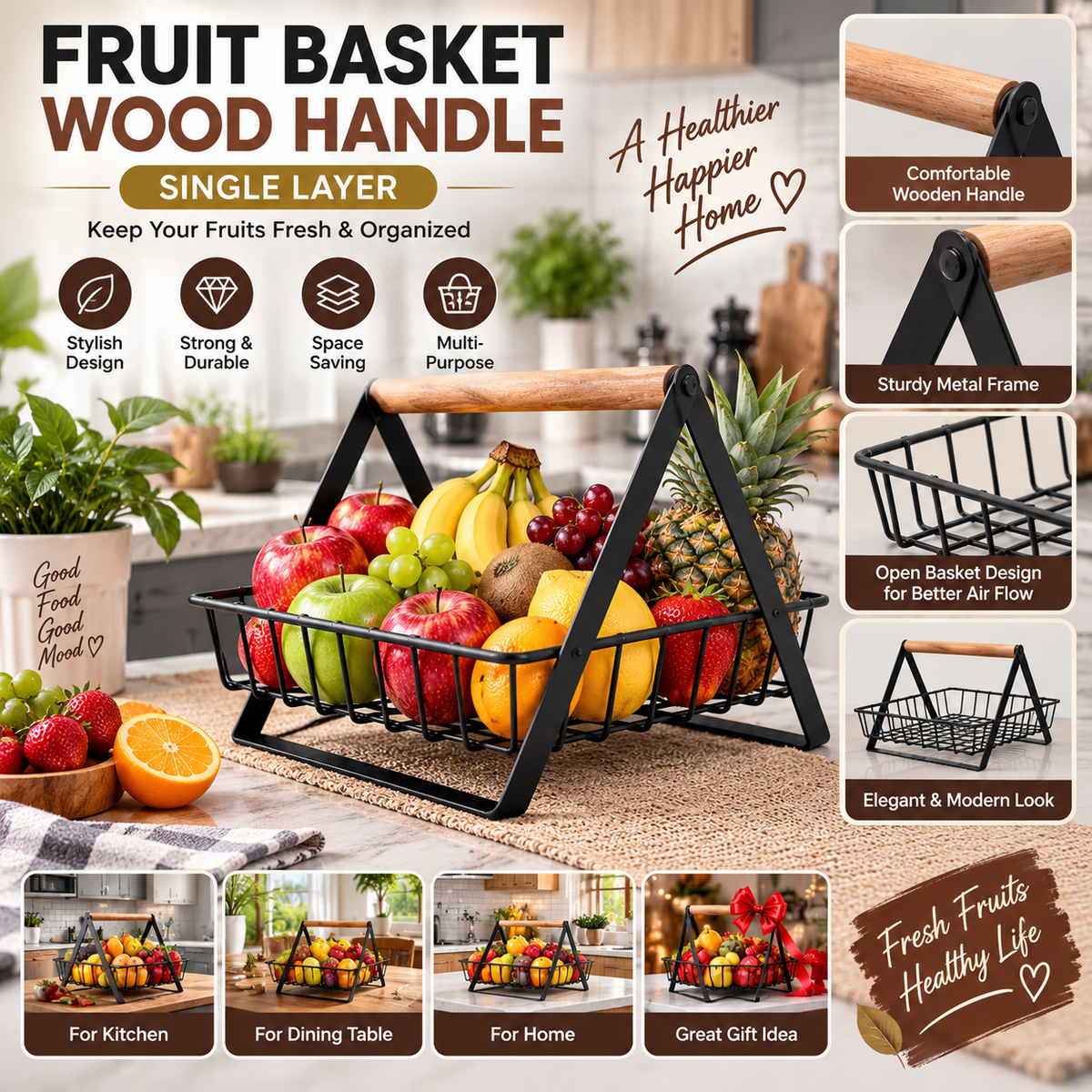 Wooden Fruit Basket