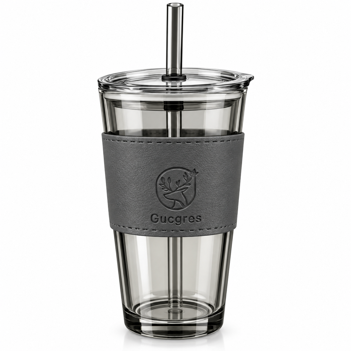 Premium Gucgres Glass Tumbler with Straw