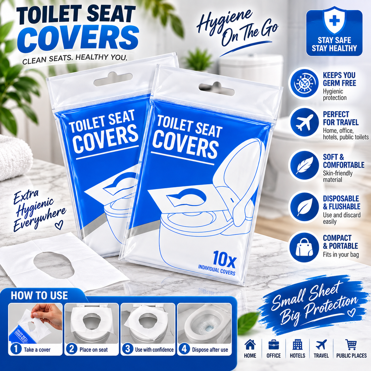 Disposable Toilet Seat Covers – 10 Pack