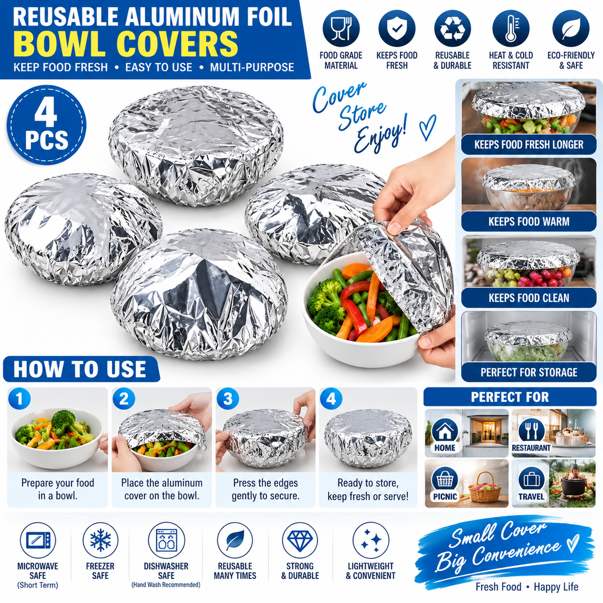 Reusable Aluminum Foil Food Covers