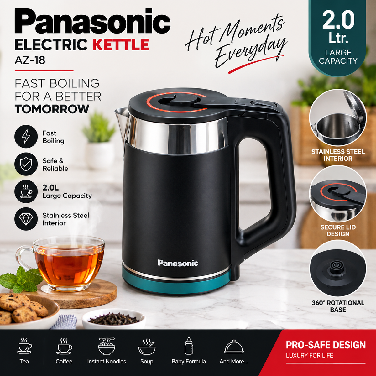 2.0L Stainless Steel Electric Kettle