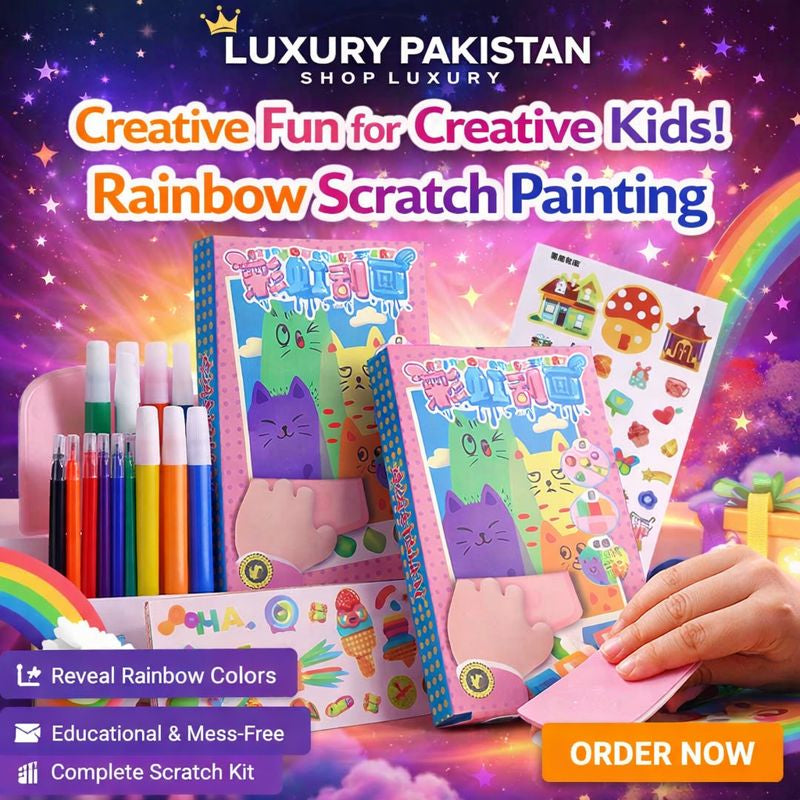 DIY Rainbow Scratch Art Card Kit for Kids – Magic Scratch Painting Set | Creative Drawing & Craft Activity