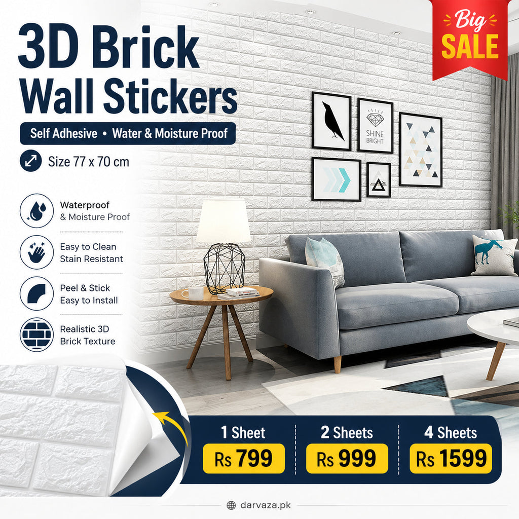 Waterproof White Brick Self Adhesive Wall Sticker Home Decor Vinyl Tile
