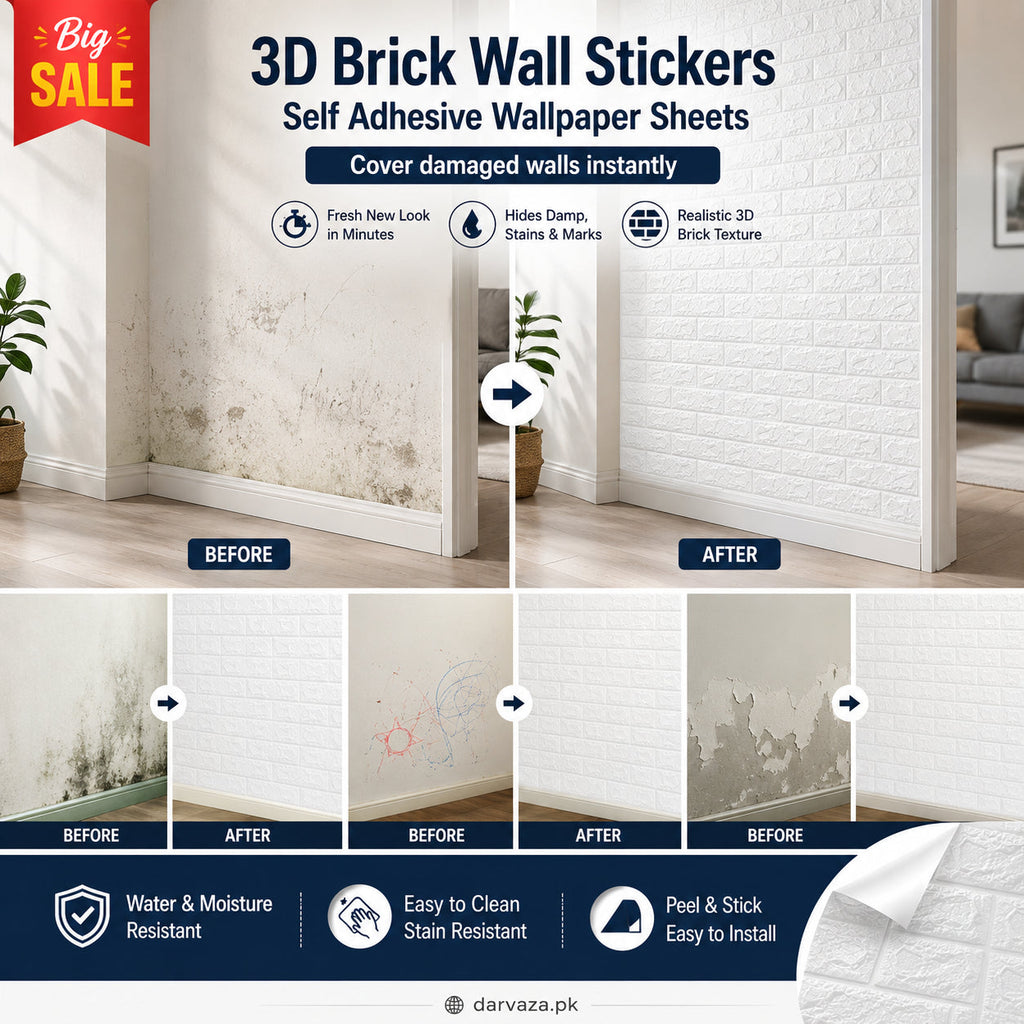Waterproof White Brick Self Adhesive Wall Sticker Home Decor Vinyl Tile
