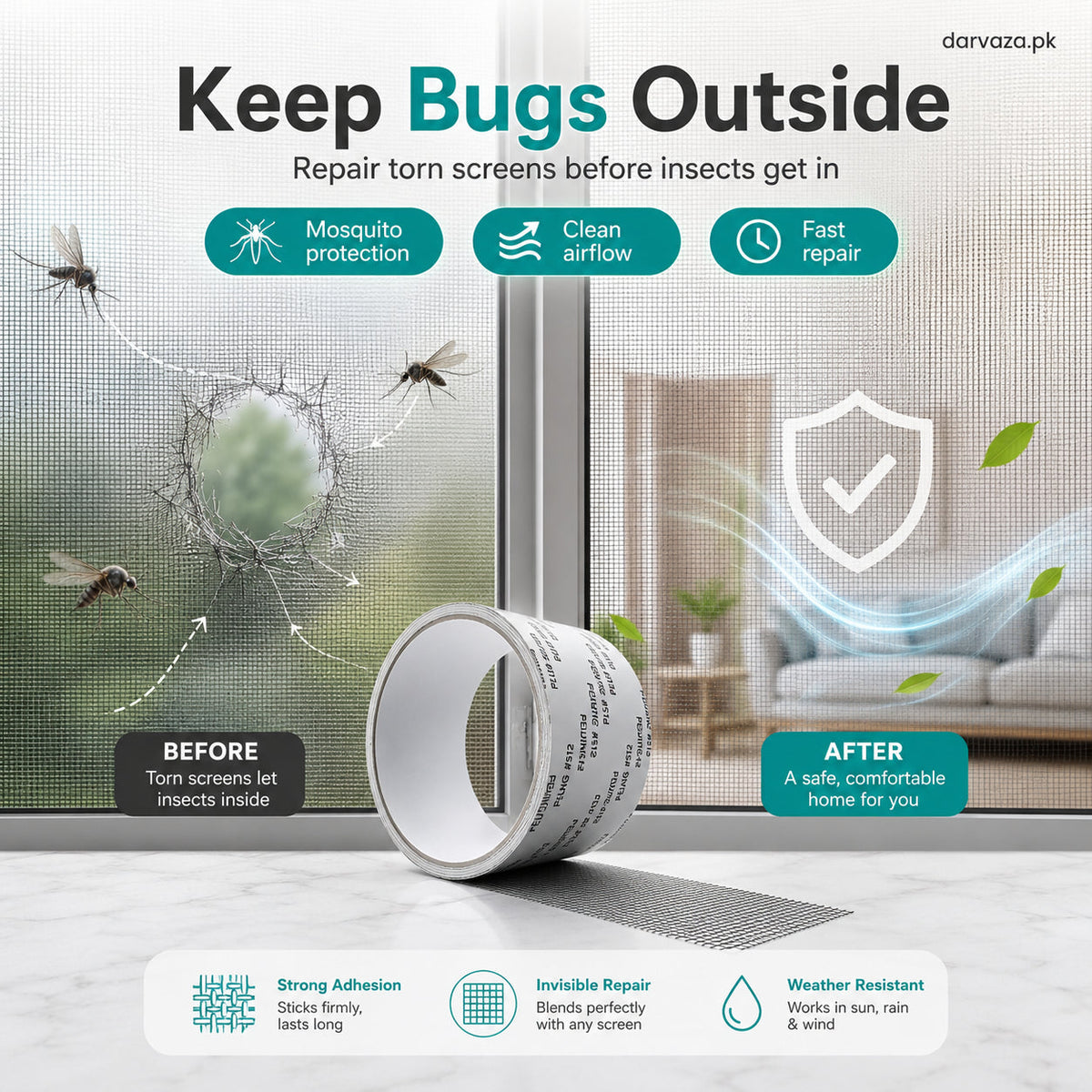 Strong Self Adhesive Window Net Screen Repair Patch Tape For Covering Up Holes Tears Anti Insect Mosquito Mesh