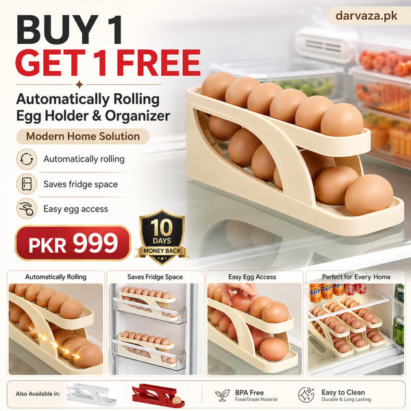 Automatic Rolling Egg Holder Dispenser Space Saving Egg Tray