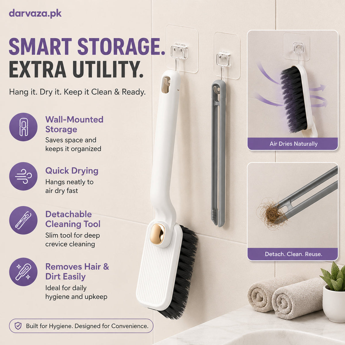 360° Rotating Crevice Gap Cleaning Brush with Cleaning Tool