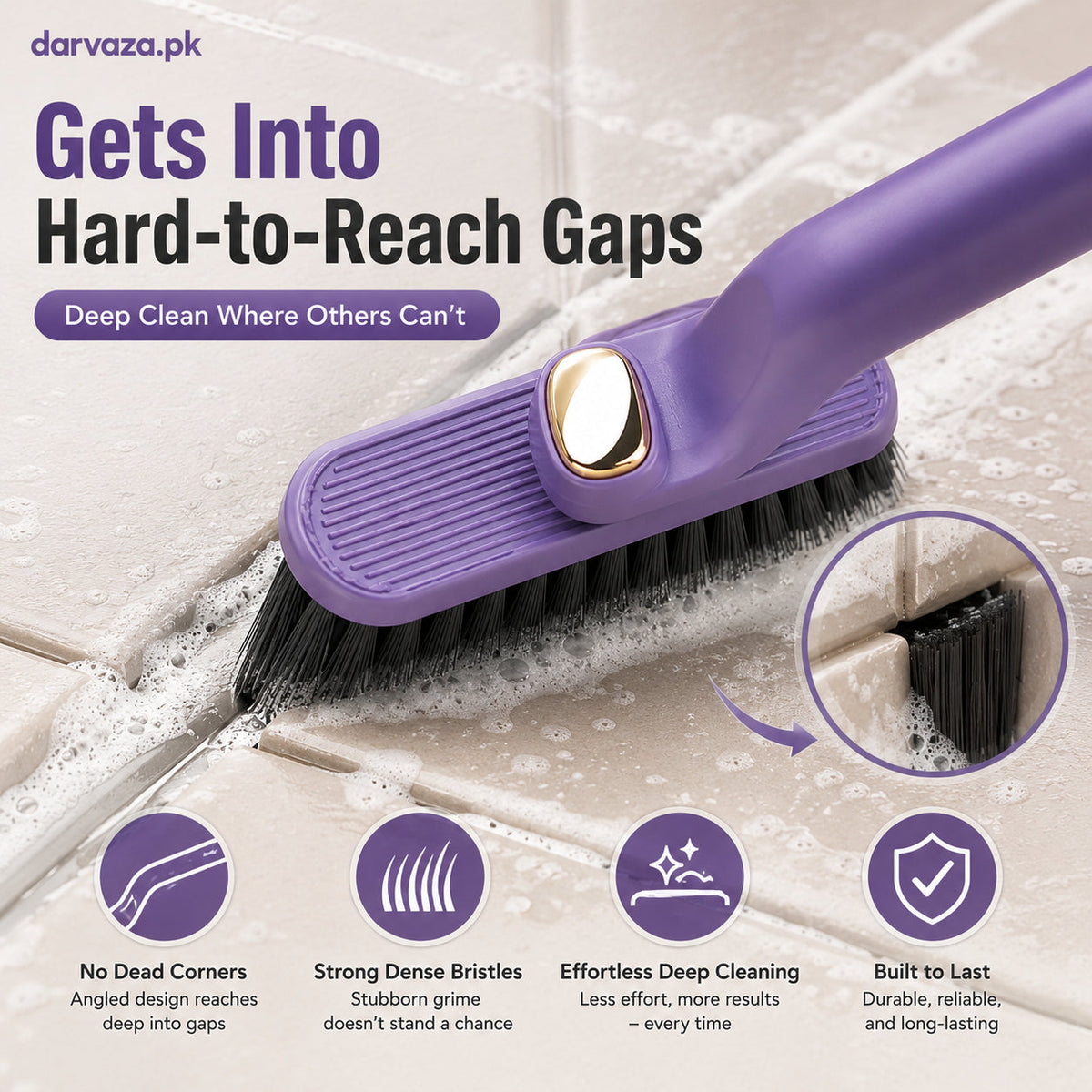 360° Rotating Crevice Gap Cleaning Brush with Cleaning Tool
