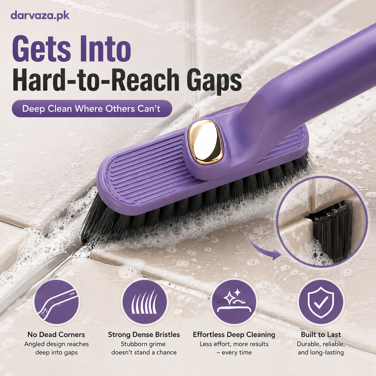360° Rotating Crevice Gap Cleaning Brush with Cleaning Tool