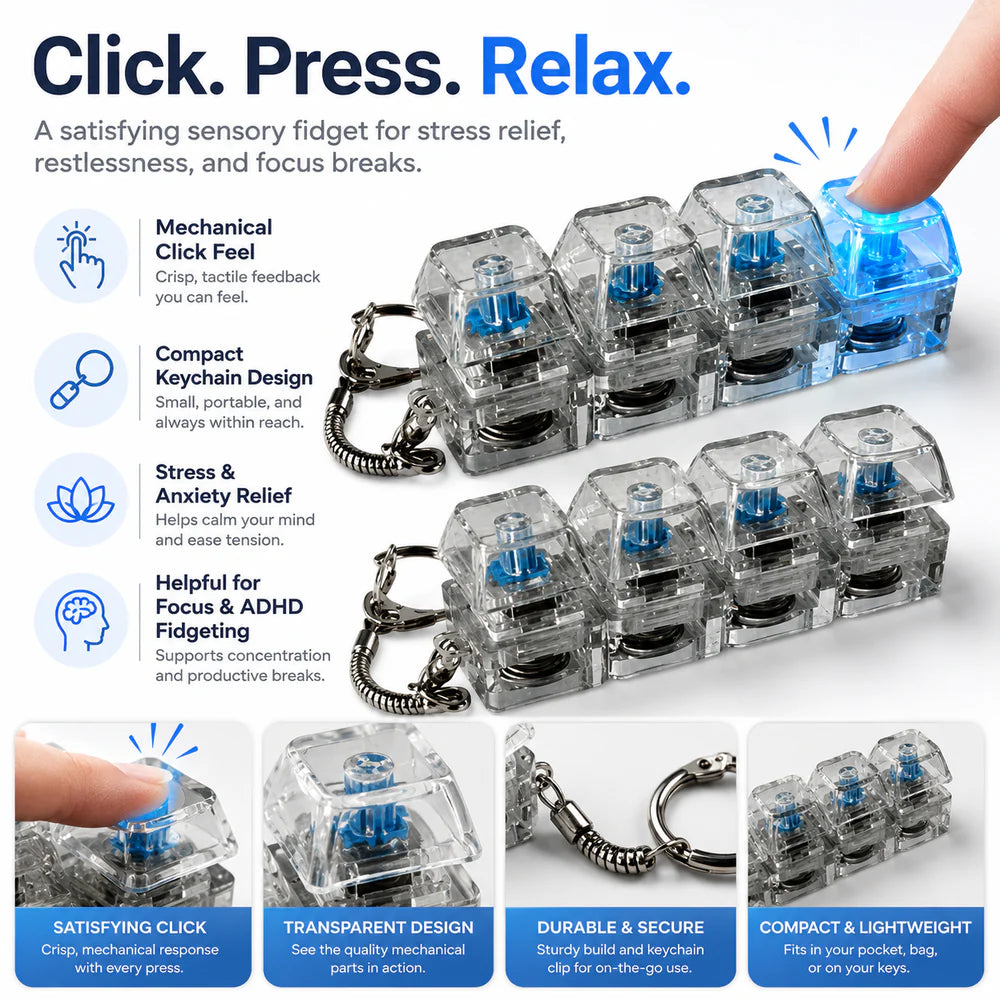 Stress Relief Fidget Clicker Keychain