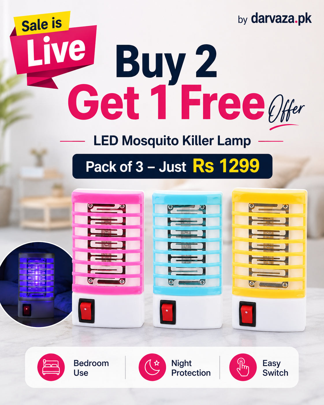 LED Mosquito Killer Lamp – Buy 2 Get 1 Free