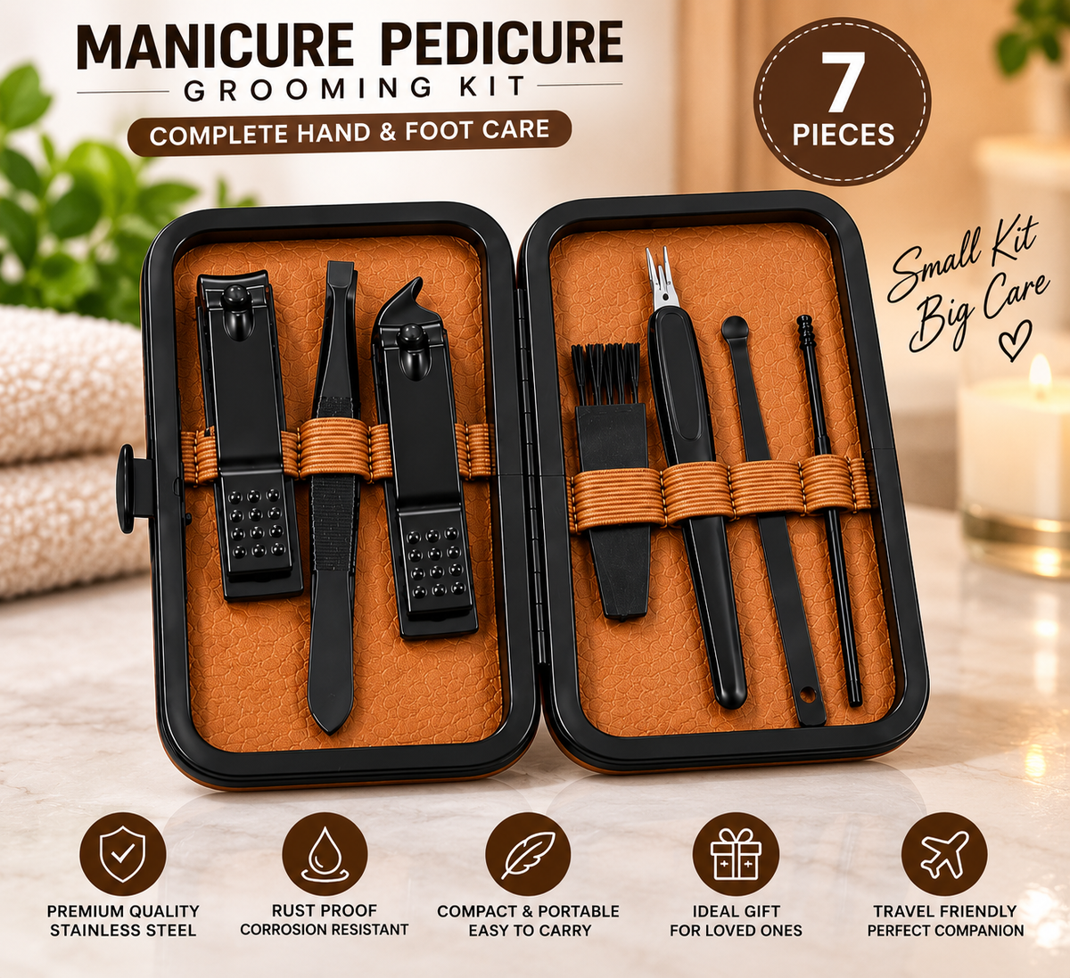 7-Piece Manicure Pedicure Grooming Kit