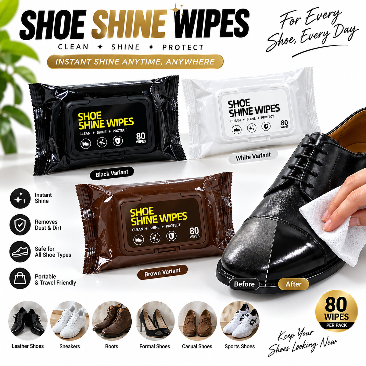 Shoe Shine Wipes – Instant Shoe Cleaning & Shine