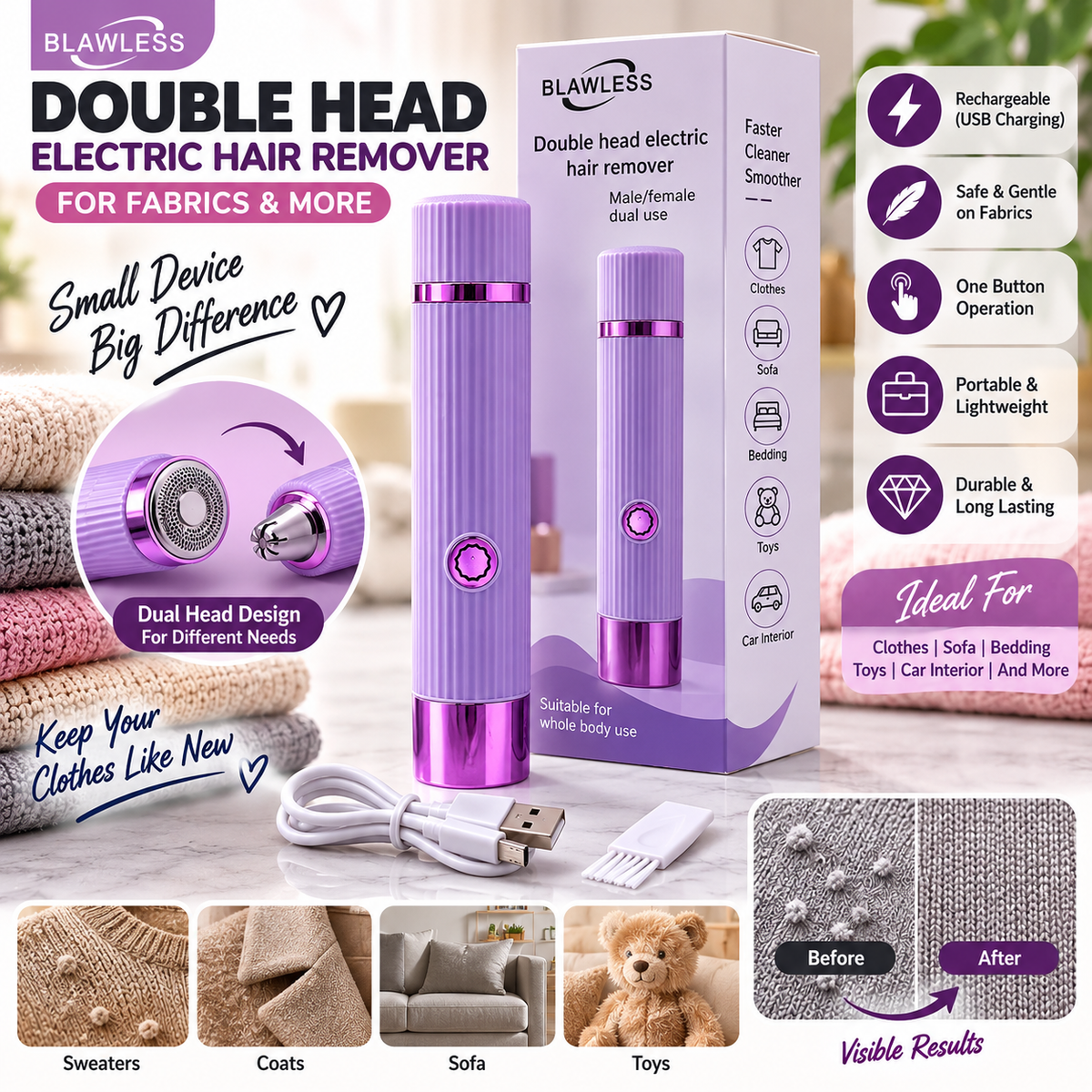 Double Head Electric Hair Remover