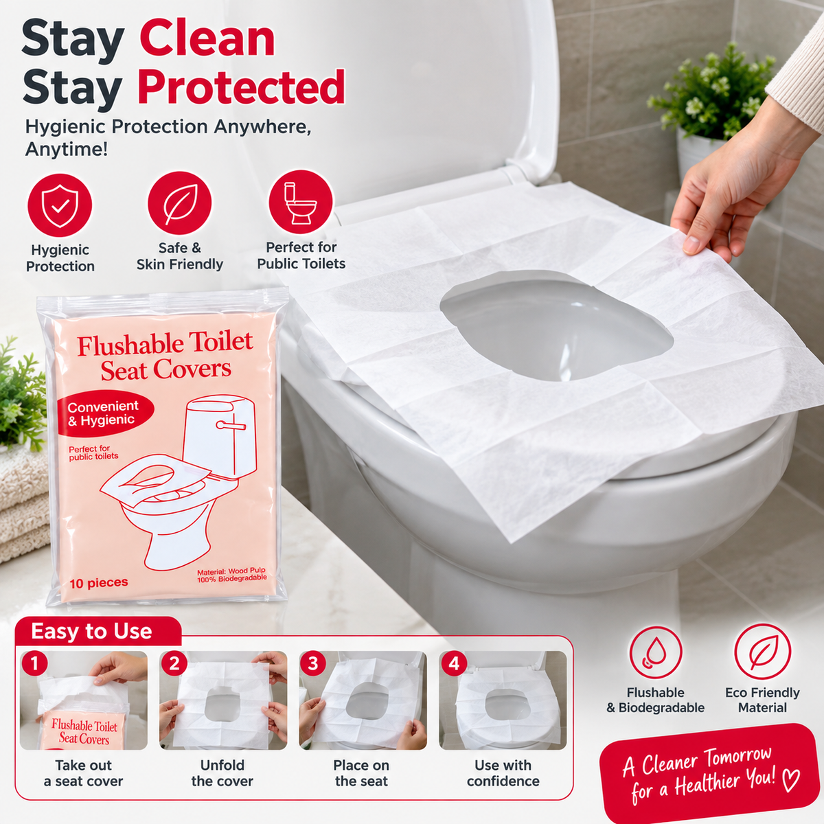 Flushable Toilet Seat Covers – Disposable & Hygienic