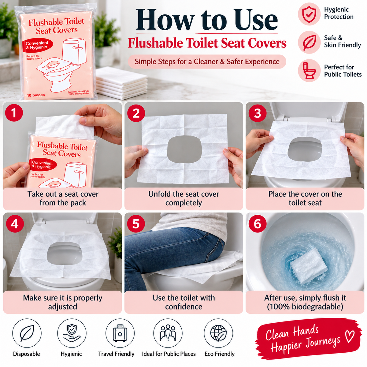 Flushable Toilet Seat Covers – Disposable & Hygienic