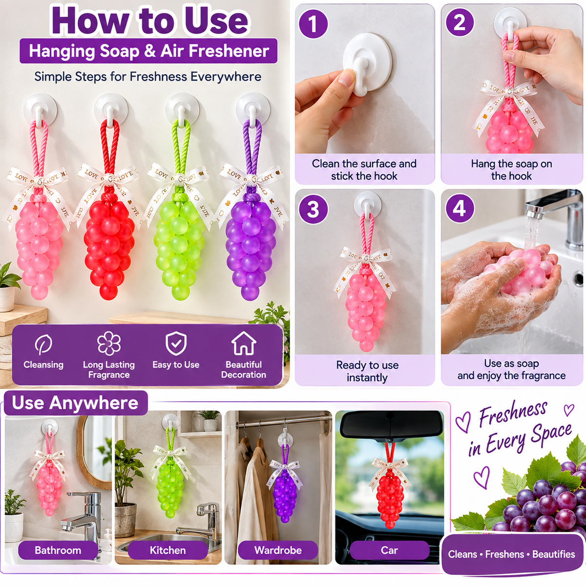 Hanging Grape Soap & Air Freshener