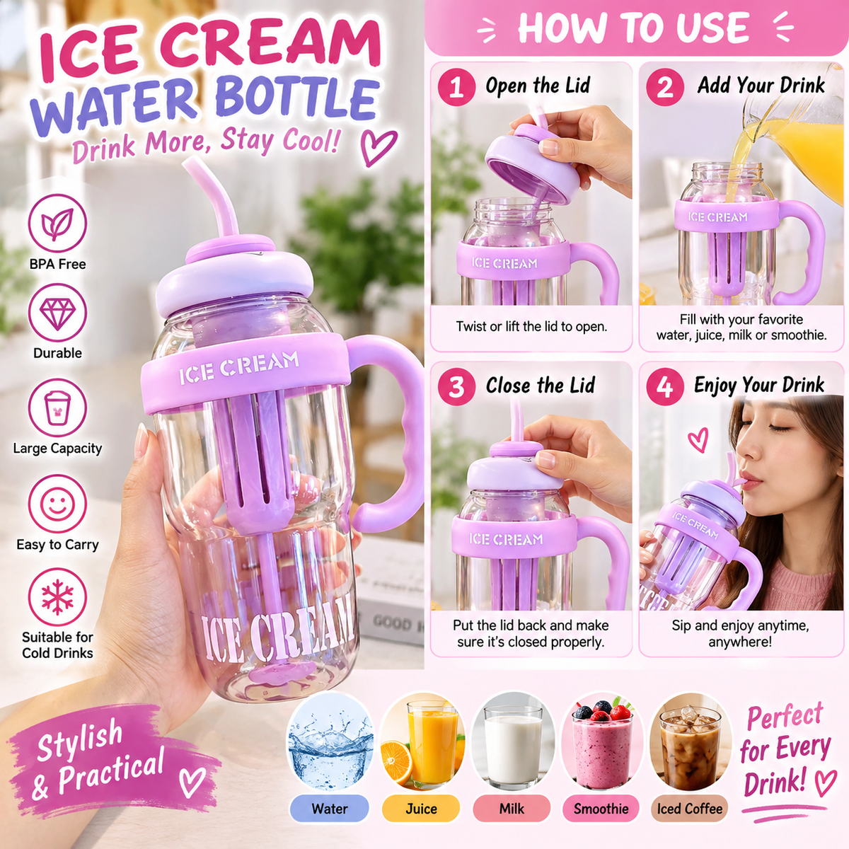 Ice Cream Water Bottle