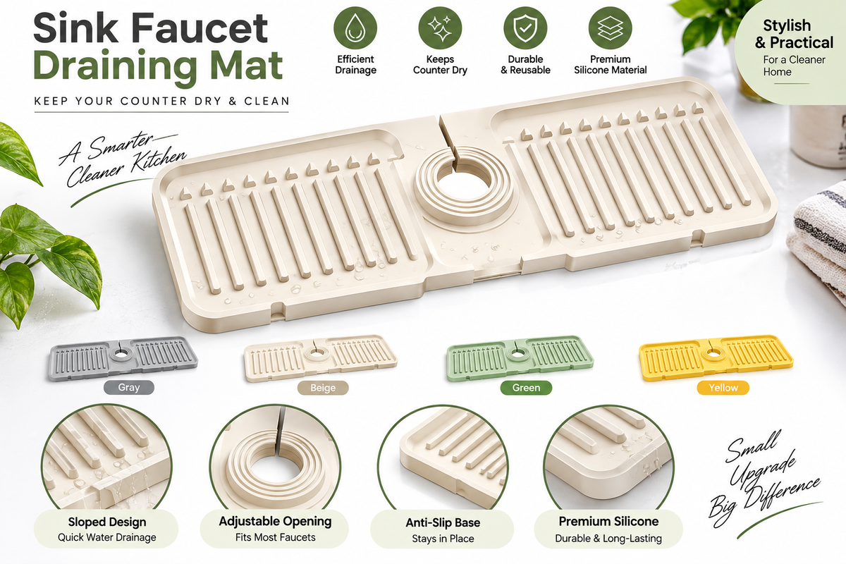 Adjustable Sink Faucet Water Draining Mat