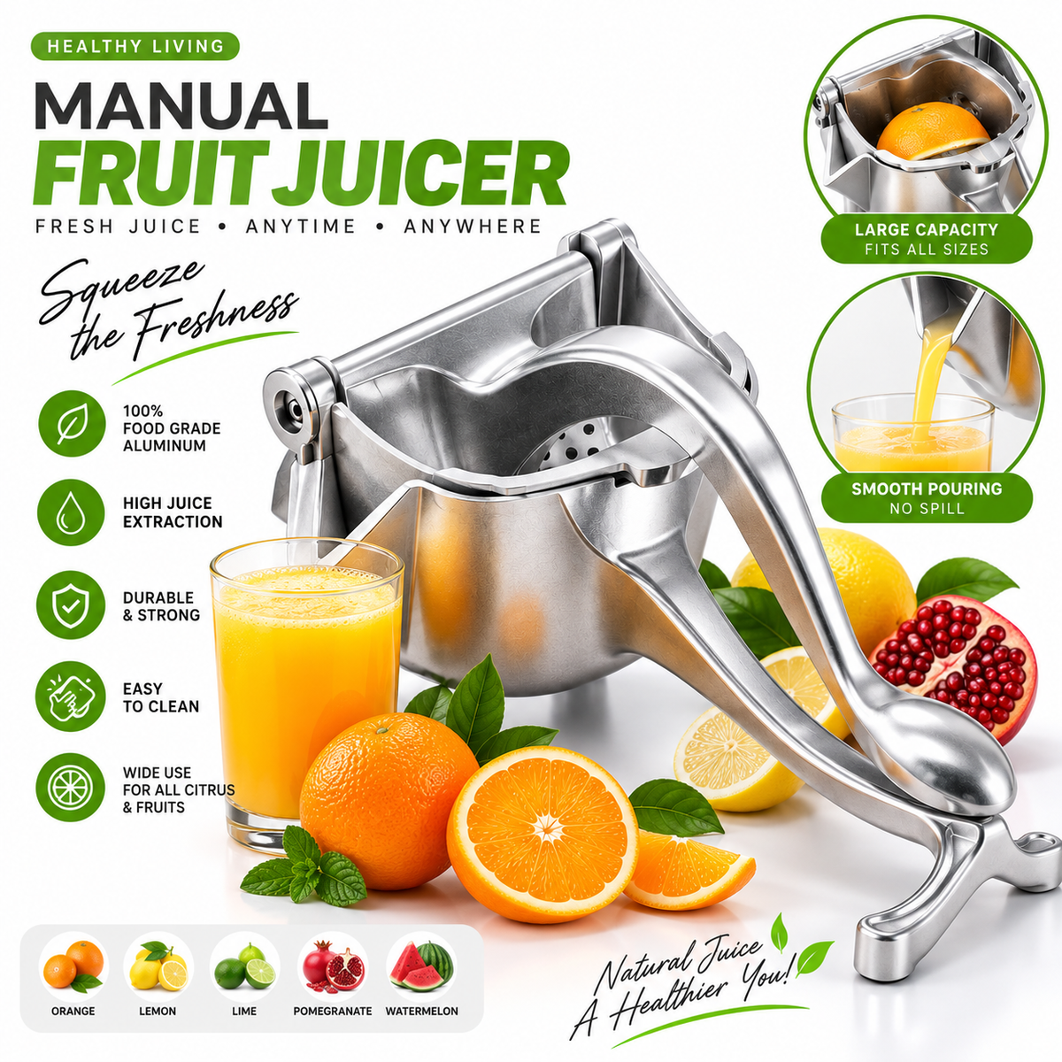 Premium Manual Citrus Juicer – Heavy-Duty Fruit & Lemon Squeezer Press