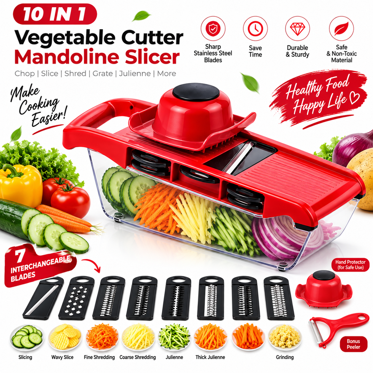 10-in-1 Vegetable Cutter Mandoline Slicer