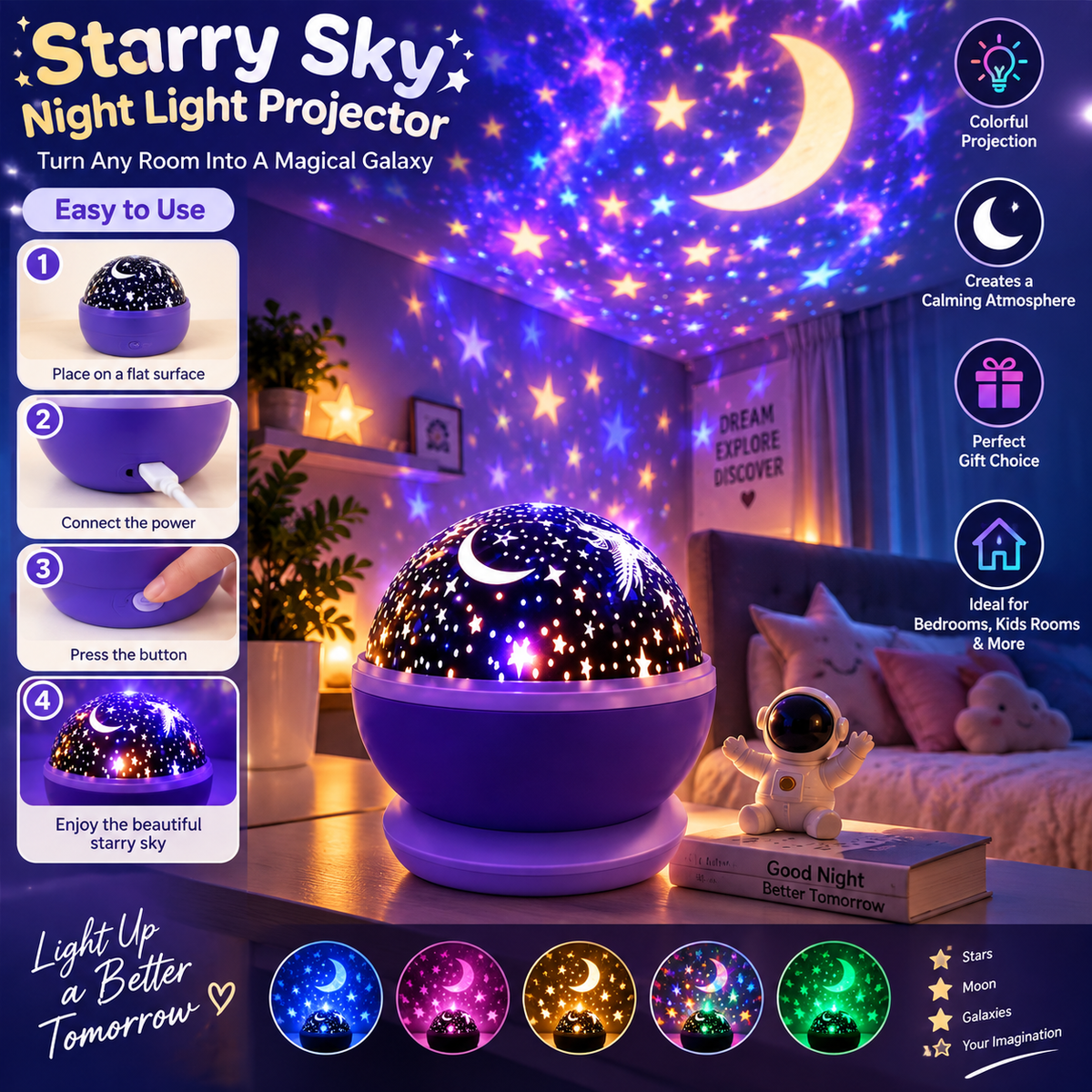 Cozy starry night projector light for bedroom – photo 3