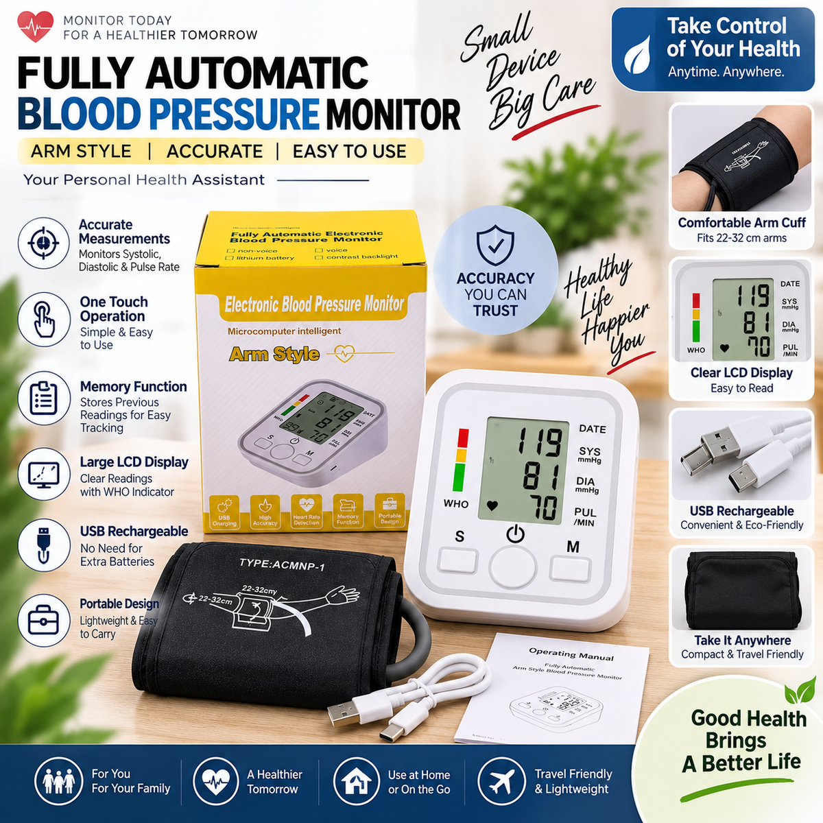 Automatic arm style digital blood pressure monitor – photo 3