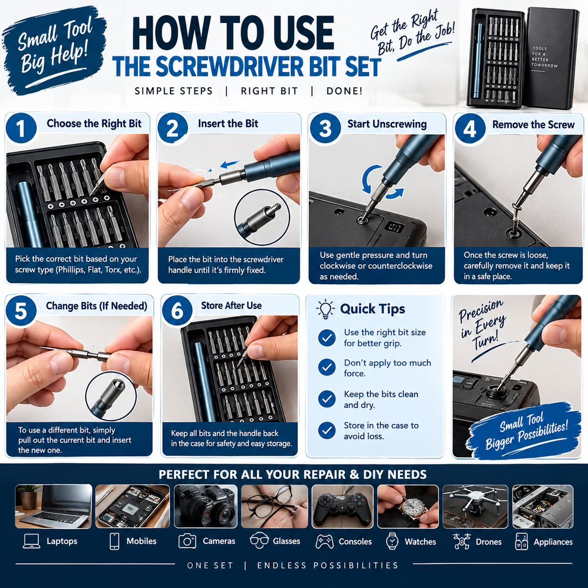 24-in-1 Precision Screwdriver Set – Magnetic Bits & Portable Case