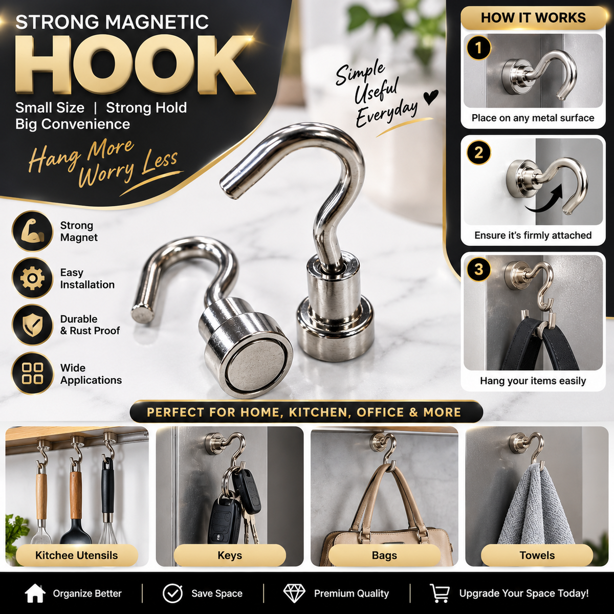 Premium Magnetic Hook – Strong & Durable Heavy-Duty Hook