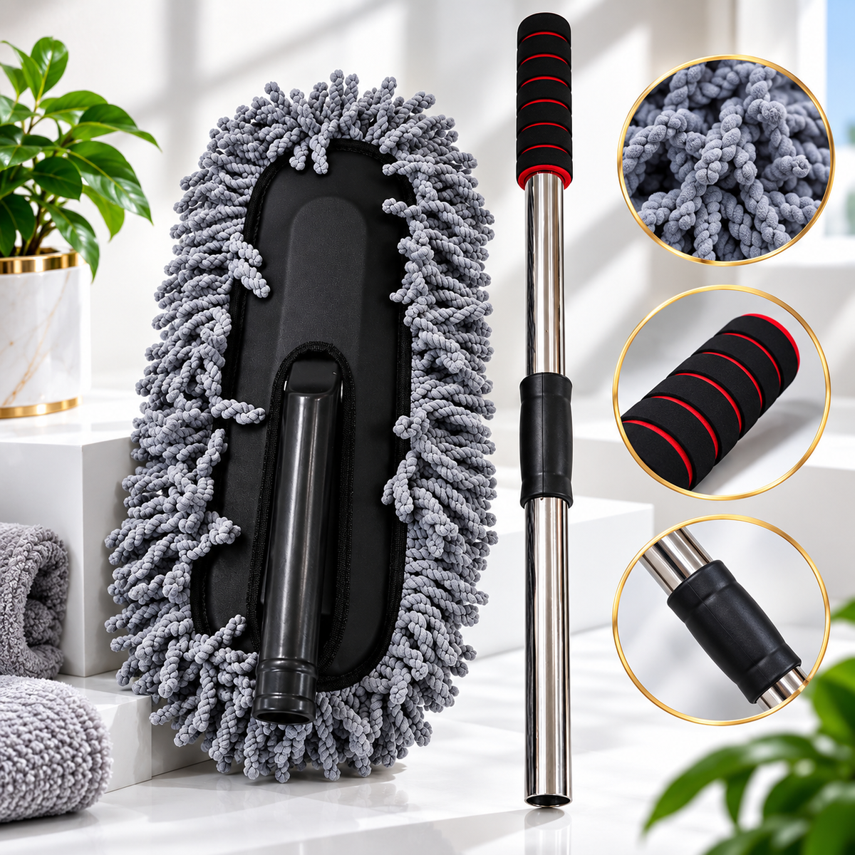 **Premium Microfiber Cleaning Duster with Extendable Handle**