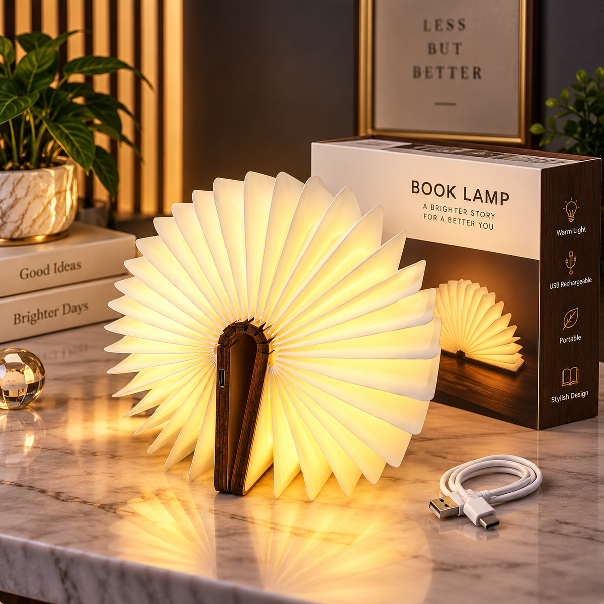 Foldable Book Lamp – Rechargeable LED Decorative Night Light