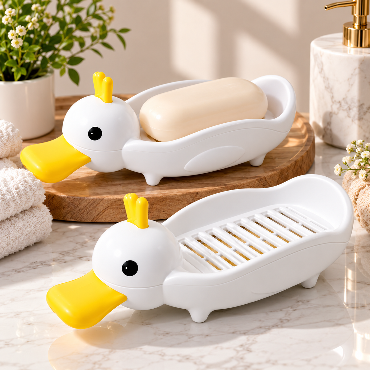 Cute Duck Soap Holder – Self-Draining Bathroom & Kitchen Soap Dish