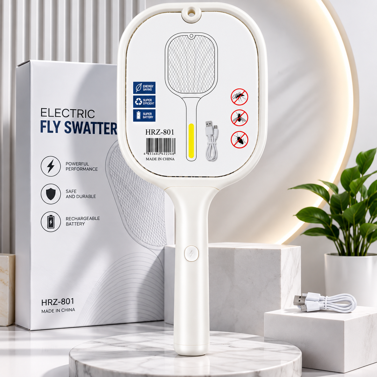 Electric Fly Swatter – USB Rechargeable Mosquito & Insect Killer Racket