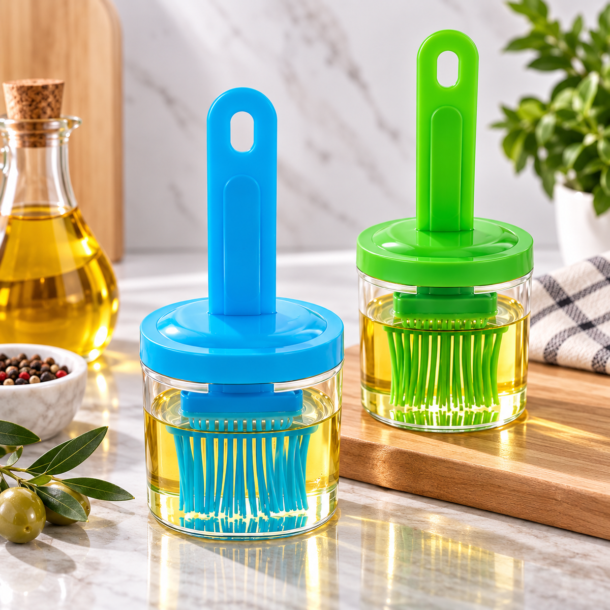 2-in-1 Oil Dispenser & Silicone Basting Brush – Kitchen Cooking Tool