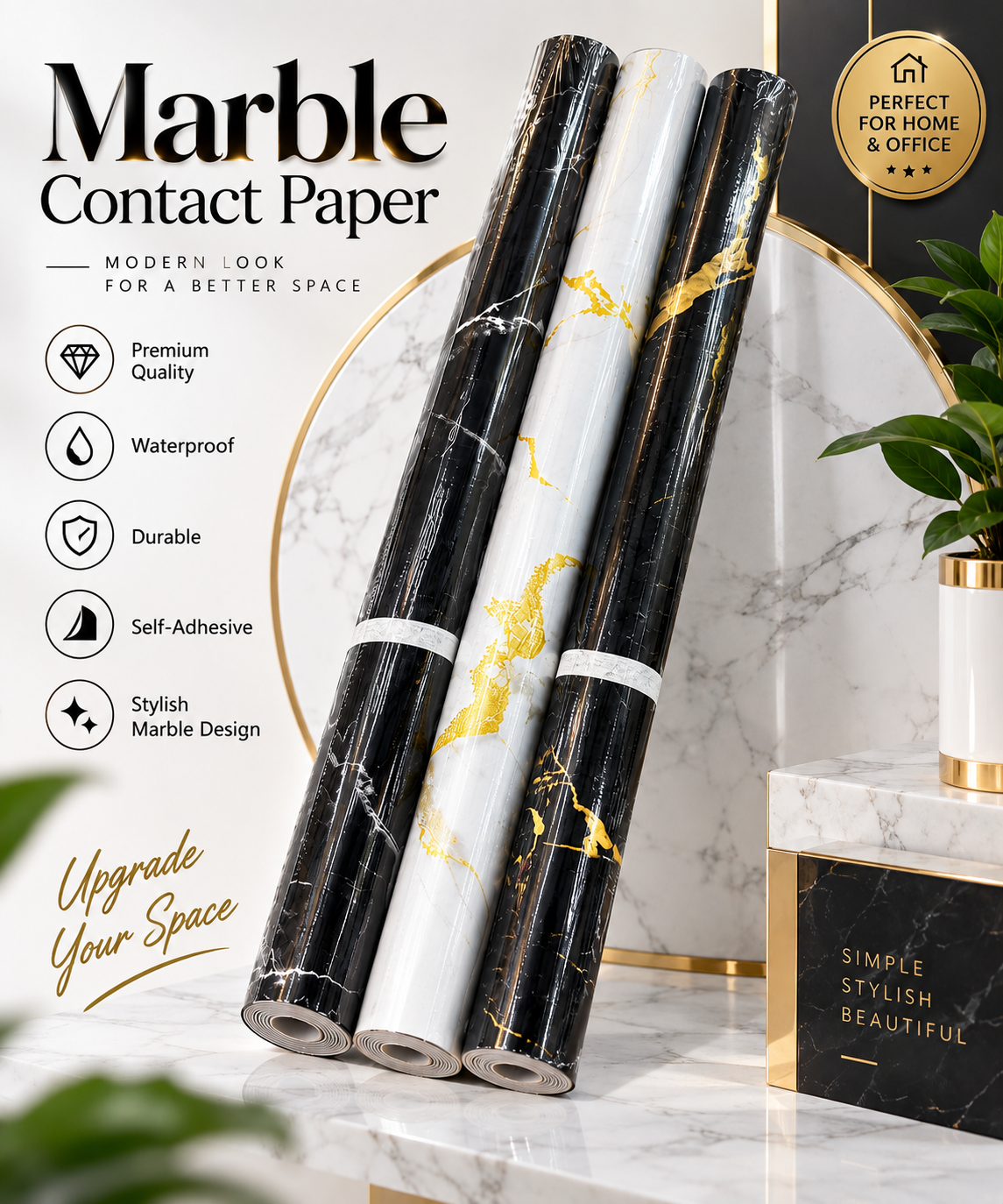 Marble Contact Paper Rolls