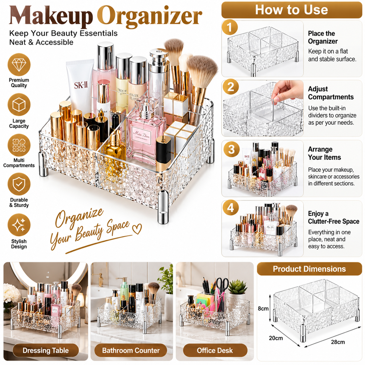 Luxury Acrylic Cosmetic Organizer