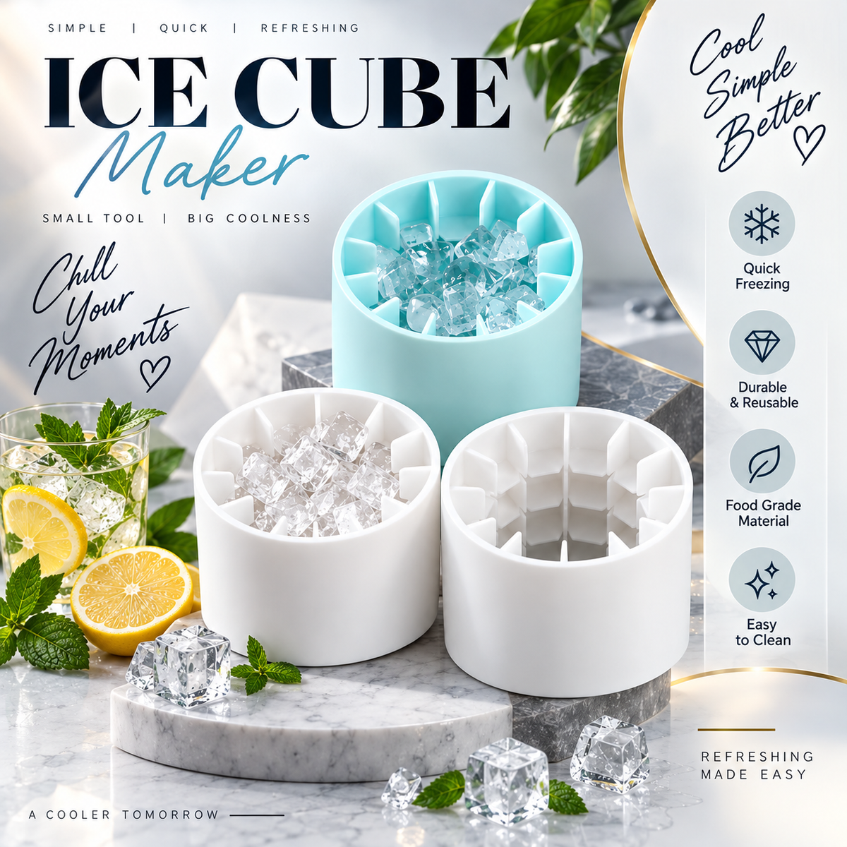 Easy Ice Cube Maker – Quick & Reusable Ice Mold