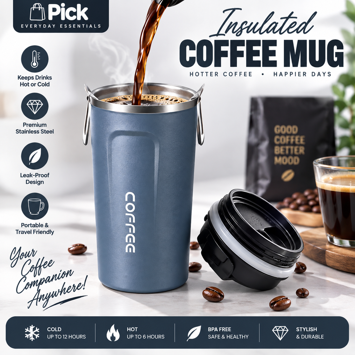 Portable Drip Coffee Tumbler – Stainless Steel Travel Coffee Maker with Built-In Filter
